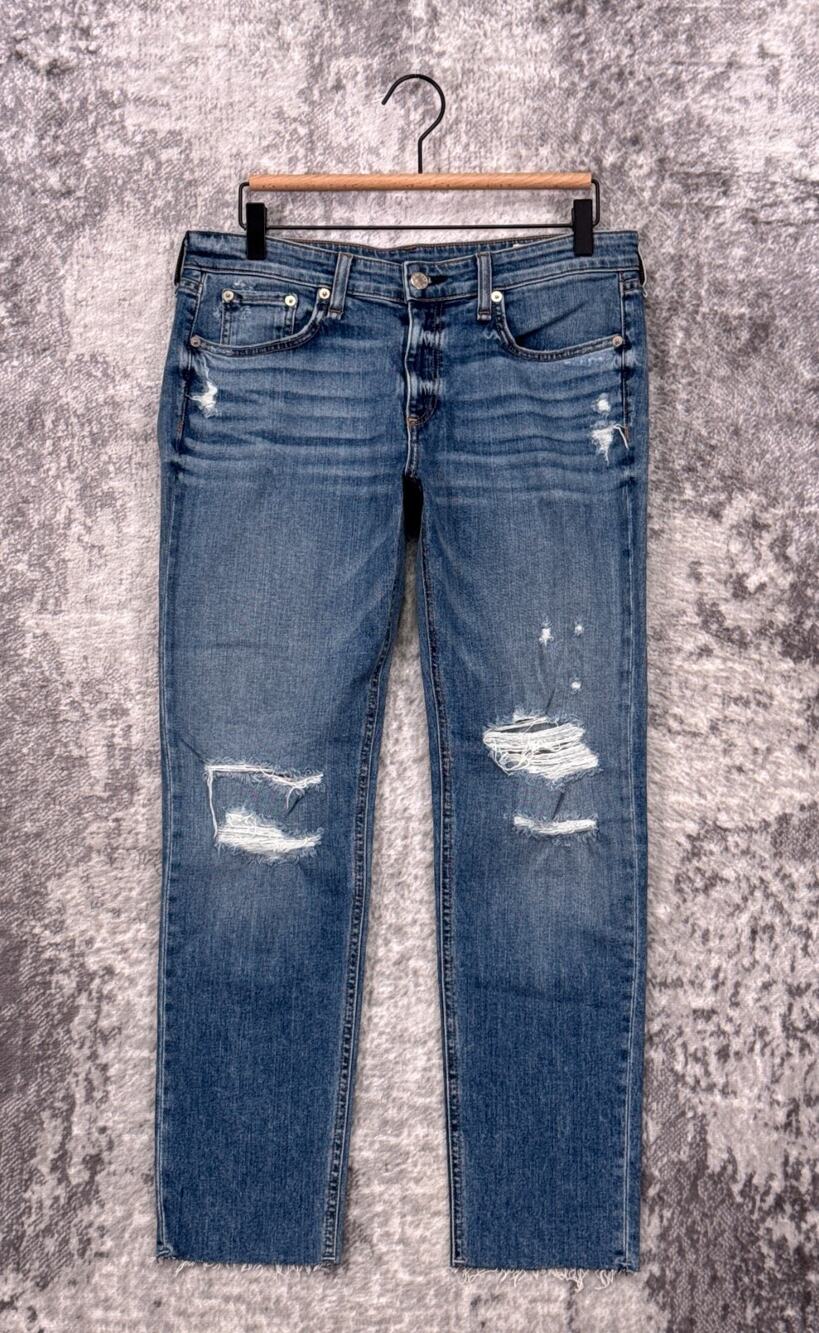 Rag & Bone Jeans 27 Womens Dre Low Rise Ankle Slim Boyfriend Distressed Denim